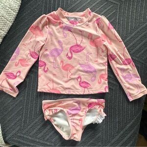 Carter's Pink and Purple Flamingo Rashguard Set